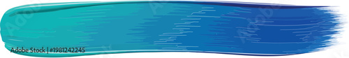 Horizontal turquoise and blue paint smear isolated on transparent background