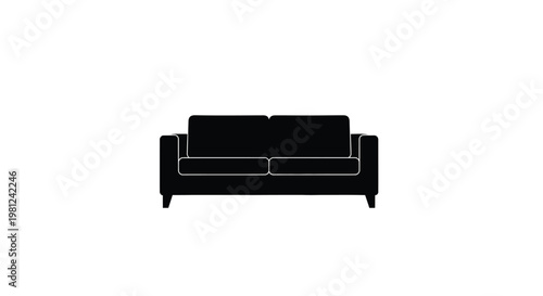 Black sofa against a white background a simple silhouette