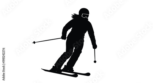 A dynamic skier in motion captured as a striking silhouette