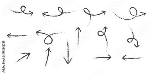 abstract simple black curve arrow set.