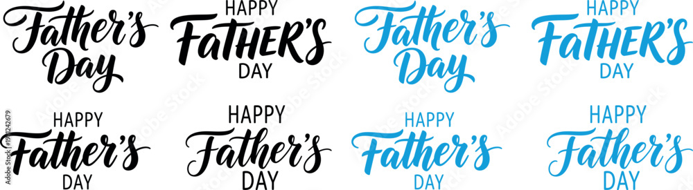 Fototapeta premium Colorful 'happy father's day' typography collection for celebrations and greetings