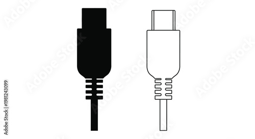 Two usb c connectors one black and one white in silhouette