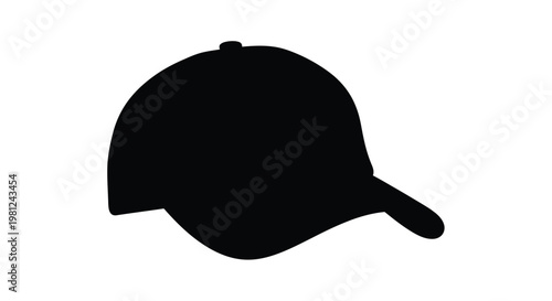A black baseball cap shown in a striking minimalist silhouette