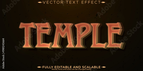 Temple editable text effect, editable aztec and ancient text style