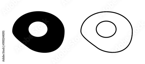 Fried egg isolated solid and line silhouettes