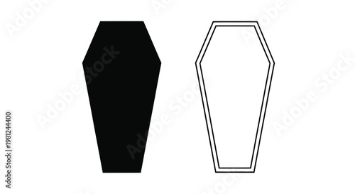 Obraz na plátně Two coffin outlines one solid black and one white a stark silhouette