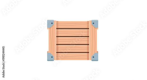 Wooden box design with corner reinforcements on white background