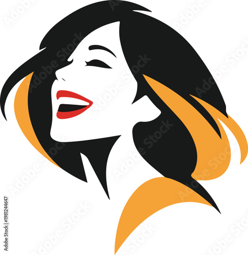 Smiling Woman Profile with Beauty Logo I con Illustration