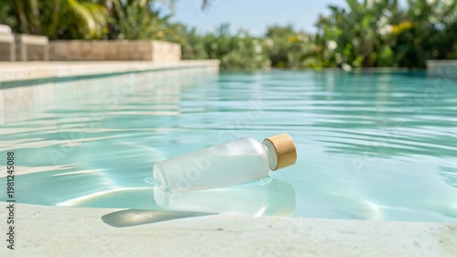 Luxury Frosted Bottle Floating in Crystal Pool