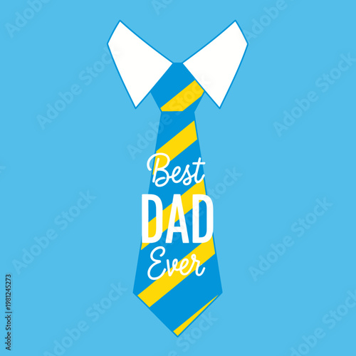 Best Dad Ever tie with blue and yellow stripes design for Fathers Day gift