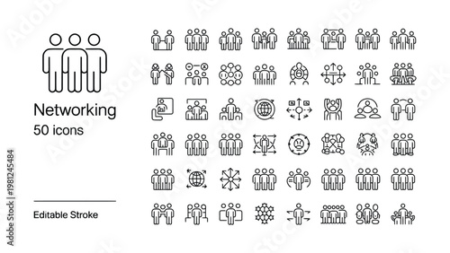 Event planning icon set. Calendar, schedule,  booking,invitation, party, celebration, guests, management icons. Thin line editable stroke vector illustrations
