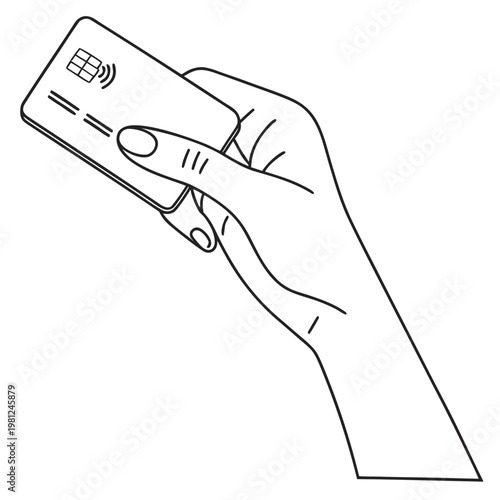 A hand delicately holds a white credit card showcasing its magnetic stripe and chip representing financial transactions and modern payment methods