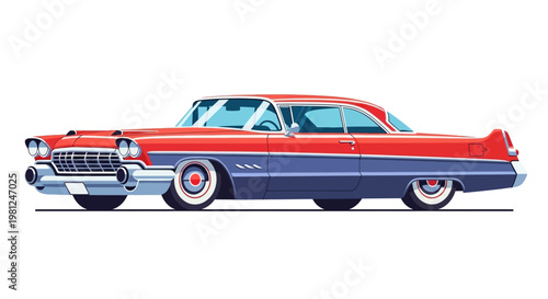 Vintage American Car Side View.