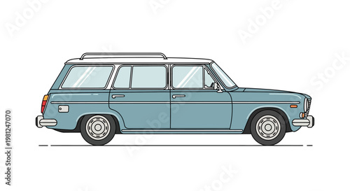 Vintage blue station wagon car vehicle.