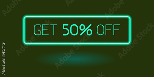 Promotional CTA button with the text "Get 50% Off". Perfect for online sales campaigns, e-commerce websites, mobile apps, marketing banners, and seasonal discount promotions.