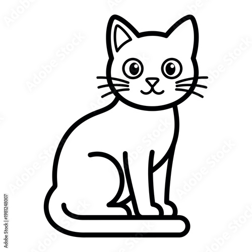 Sitting Cat Front View Line Drawing kitten feline