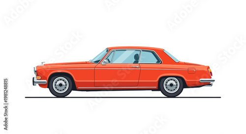 Classic Orange Vintage Car Model Side.