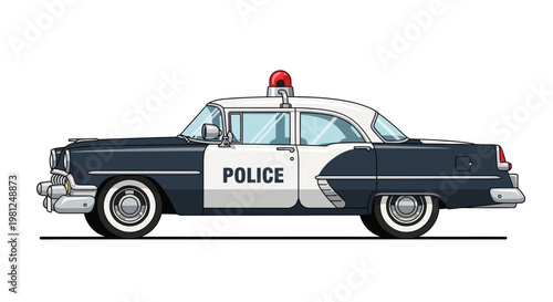 Vintage police car with lights.