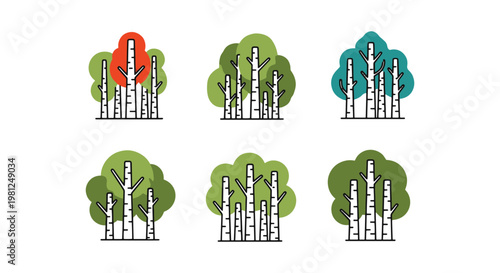 Birch Forest Line art vector modern abstract clean