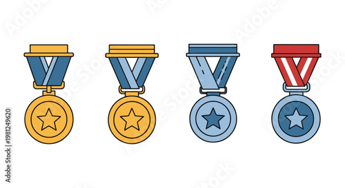 Academic medals Line art abstract clean shapes illustration