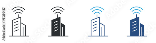 Smart City Icon Set, Wireless Connectivity and IoT Infrastructure Icon Concept, Digital Communication and Urban Technology, Vector Illustration