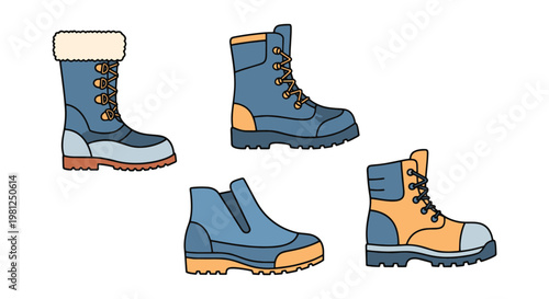 Arctic Boots Line art vector modern simple shapes