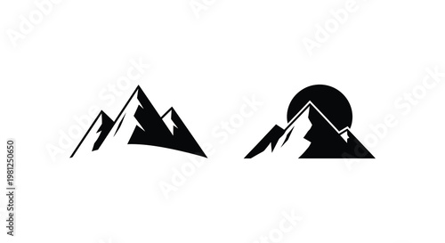 Minimalist mountain range designs with a striking black silhouette