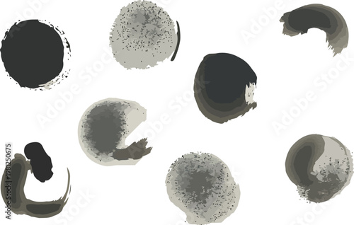 Foto Abstract watercolor brushstrokes in varying shades of gray and black