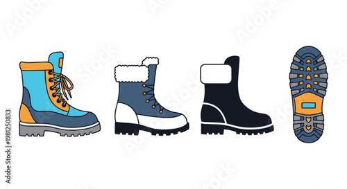 Arctic Boots Line art vector simple abstract decorative