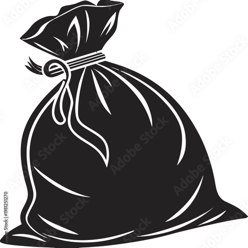 Money Bag Silhouette Icon - Wealth Sack and Treasure Pouch Vector Illustration