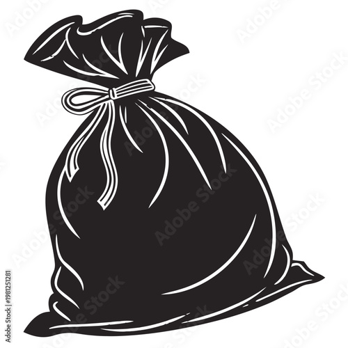 Money Bag Silhouette Icon - Wealth Sack and Treasure Pouch Vector Illustration
