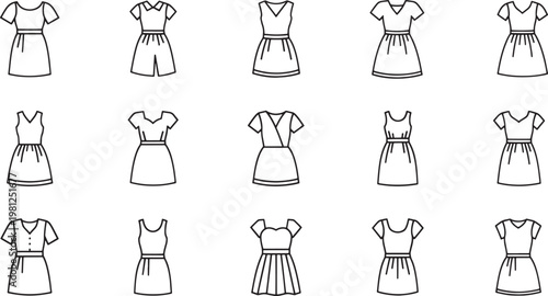 Black and white of various women dresses with lace and ruffles women's fashion