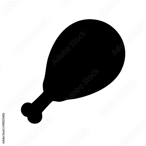 Fried Chicken Drumstick Leg Vector Icon Minimalist Food Silhouette
