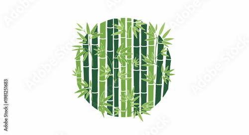 Circle of green bamboo stalks and leaves