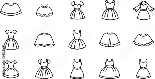 Black and white of various women wearing different dresses and hats fashion