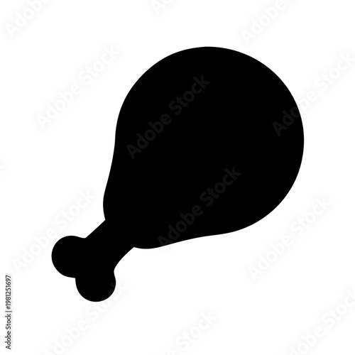 Fried Chicken Drumstick Leg Vector Icon Minimalist Food Silhouette