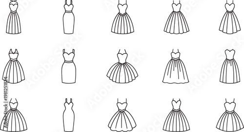 Black and white of women with different hairstyles and dresses fashion