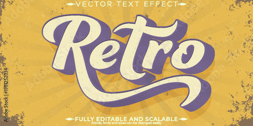 Retro sticker text effect, editable 70s and 80s text style