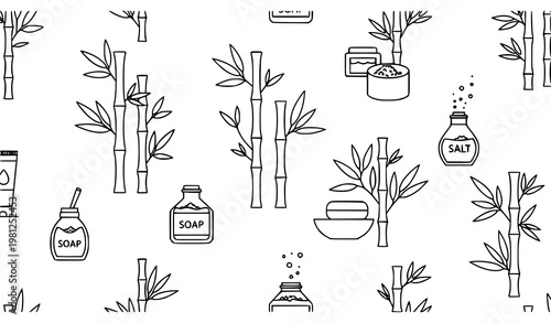 Minimal Bamboo Botanical Cosmetic Seamless Pattern Vector