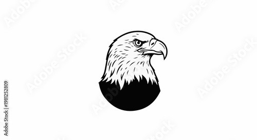 Bold eagle head silhouette with sharp detail and intense gaze