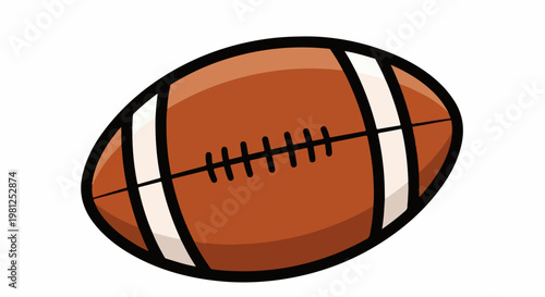 Cartoonish oval football with brown panels and white stripes