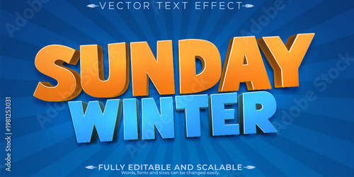 Winter editable text effect, editable cartoon and snow text style