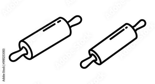 Two rolling pins depicted in a simple black outline silhouette