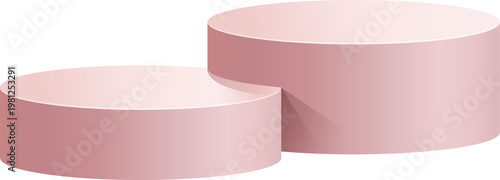 Two Round Pink 3D Pedestals for Product Showcase and Display