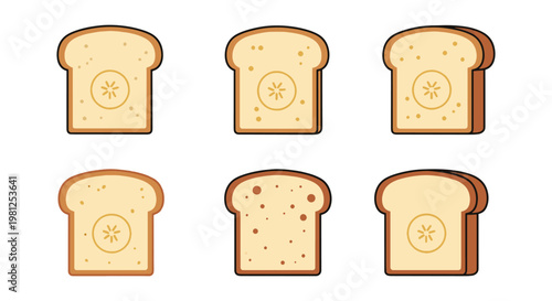 Banana Bread Slice Line art modern color shapes vector
