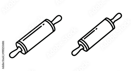 Two rolling pins depicted in a simple minimalist outline silhouette