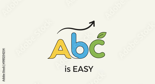 Colorful ABC logo with an upward arrow and leaf on a cream background