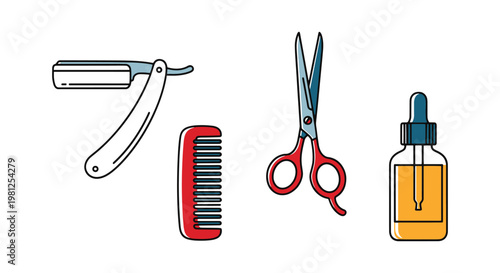 Beard Groomers Line art vector creative color shapes