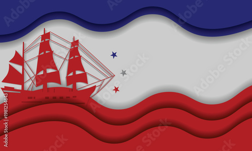 Background of columbus day vector with sailboat elements, suitable for use on themes
