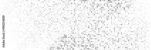 Grunge halftone gradient background. Faded grit noise texture. White and black sand wallpaper. Retro pixelated backdrop ilustrasion vector